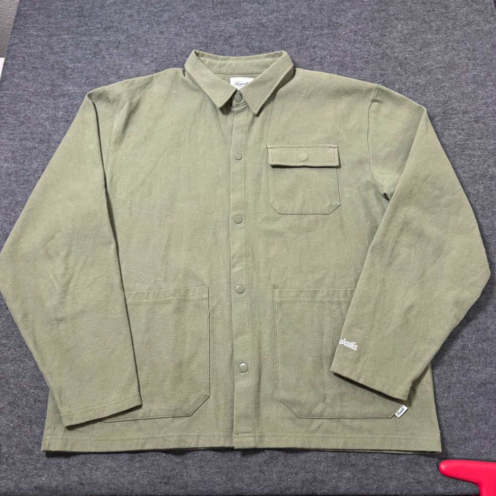 Kuwalla Montreal Mens XL Sage Green Cotton Chore Jacket Snap Front KUL-CHJ2906